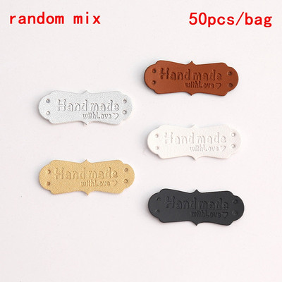 50τμχ 41x16mm Χειροποίητες Ετικέτες Χειροποίητα Αξεσουάρ Ραπτικής Ετικέτα Πλεκτής Δερμάτινη Ετικέτα για Ρούχα Χειροποίητη Ετικέτα PU για τσάντα