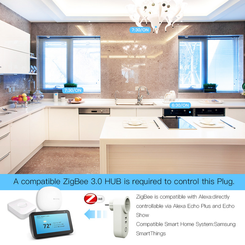 Tuya Zigbee Smart Plug Socket Outlet 2.1A USB Charger 16A EU Brazil APP Remote Control Works Alexa Google Assistant Smartthings