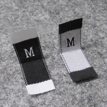 100Pcs XXS-7XL Етикет с размер на облекло Черен текст Бяла дреха Тениска Рокля Етикет от плат Плат Етикет Направи си сам Ръчно изработени шевни аксесоари