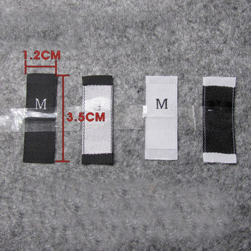 100 vnt. XXS-7XL Drabužių dydžio etiketė Juodas tekstas Baltas drabužis marškinėliai Suknelė Audinys Audinys Etiketė Žymė „Pasidaryk pats“ rankų darbo siuvimo priedai