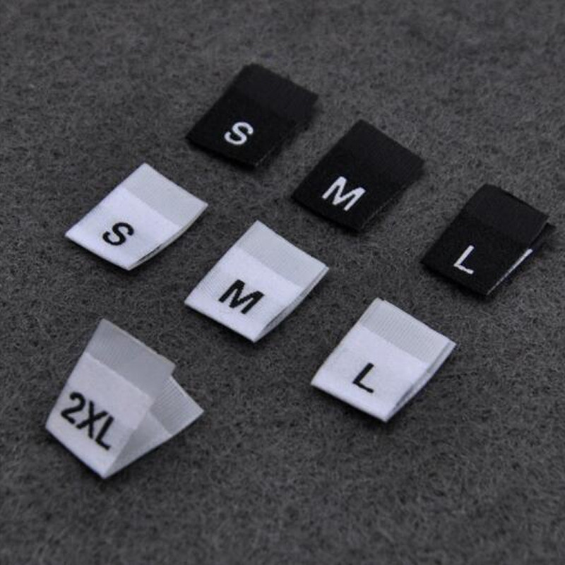100 vnt. XXS-7XL Drabužių dydžio etiketė Juodas tekstas Baltas drabužis marškinėliai Suknelė Audinys Audinys Etiketė Žymė „Pasidaryk pats“ rankų darbo siuvimo priedai