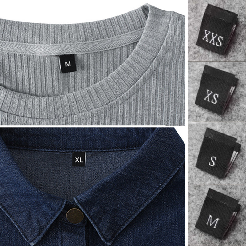 100 vnt. XXS-7XL Drabužių dydžio etiketė Juodas tekstas Baltas drabužis marškinėliai Suknelė Audinys Audinys Etiketė Žymė „Pasidaryk pats“ rankų darbo siuvimo priedai