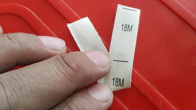 100 ΤΕΜ. Μπεζ βαμβακερή κορδέλα πανί εκτύπωσης μεγέθους ετικέτας NB 0-3/3-6/6-12/6-9/9-12/12-18/12-24/18-24M 3/6/9/12/18/ 24M 2/3/4/5T