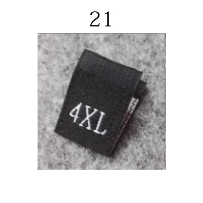 100 vnt. Drabužių dydžio etiketės Sulankstytos audinio etiketės Bendros austos dydžio etiketės Praktiškos drabužių dydžio etiketės parduotuvėms balta juoda