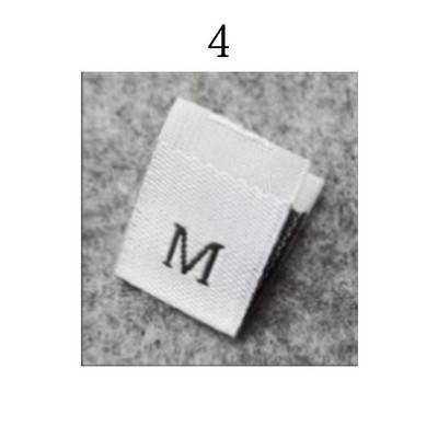 100 vnt. Drabužių dydžio etiketės Sulankstytos audinio etiketės Bendros austos dydžio etiketės Praktiškos drabužių dydžio etiketės parduotuvėms balta juoda