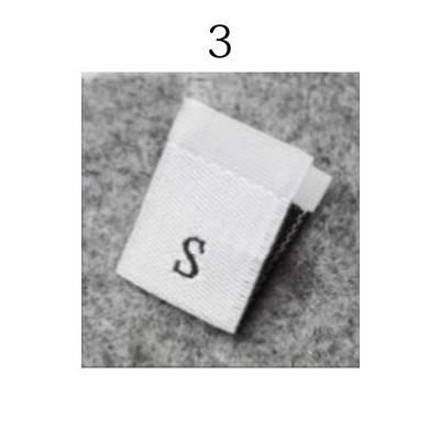 100 vnt. Drabužių dydžio etiketės Sulankstytos audinio etiketės Bendros austos dydžio etiketės Praktiškos drabužių dydžio etiketės parduotuvėms balta juoda