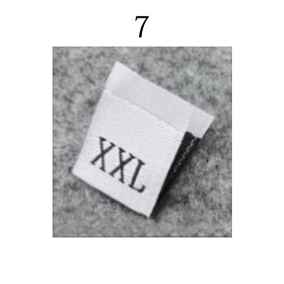 100 vnt. Drabužių dydžio etiketės Sulankstytos audinio etiketės Bendros austos dydžio etiketės Praktiškos drabužių dydžio etiketės parduotuvėms balta juoda