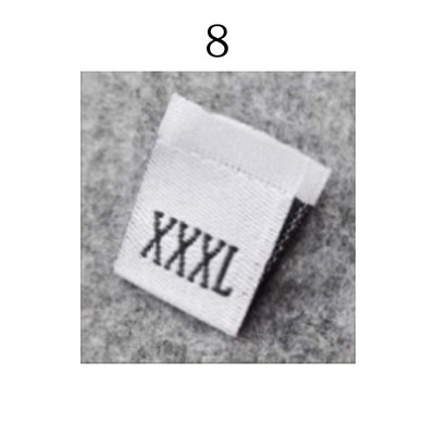 100 vnt. Drabužių dydžio etiketės Sulankstytos audinio etiketės Bendros austos dydžio etiketės Praktiškos drabužių dydžio etiketės parduotuvėms balta juoda