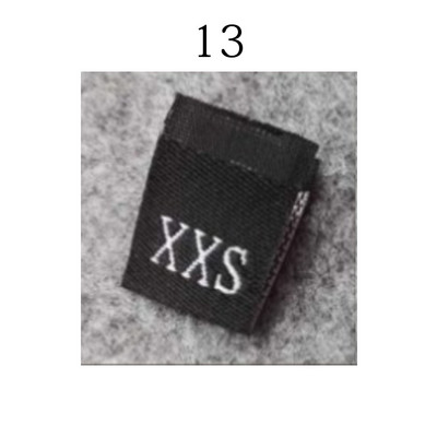 100 vnt. Drabužių dydžio etiketės Sulankstytos audinio etiketės Bendros austos dydžio etiketės Praktiškos drabužių dydžio etiketės parduotuvėms balta juoda