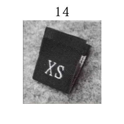 100 vnt. Drabužių dydžio etiketės Sulankstytos audinio etiketės Bendros austos dydžio etiketės Praktiškos drabužių dydžio etiketės parduotuvėms balta juoda