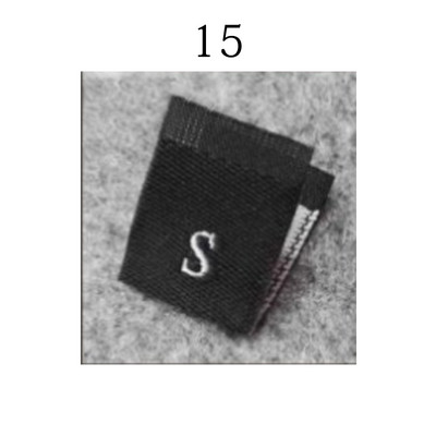 100 vnt. Drabužių dydžio etiketės Sulankstytos audinio etiketės Bendros austos dydžio etiketės Praktiškos drabužių dydžio etiketės parduotuvėms balta juoda