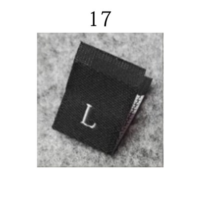 100 vnt. Drabužių dydžio etiketės Sulankstytos audinio etiketės Bendros austos dydžio etiketės Praktiškos drabužių dydžio etiketės parduotuvėms balta juoda