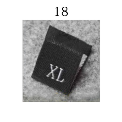 100 vnt. Drabužių dydžio etiketės Sulankstytos audinio etiketės Bendros austos dydžio etiketės Praktiškos drabužių dydžio etiketės parduotuvėms balta juoda