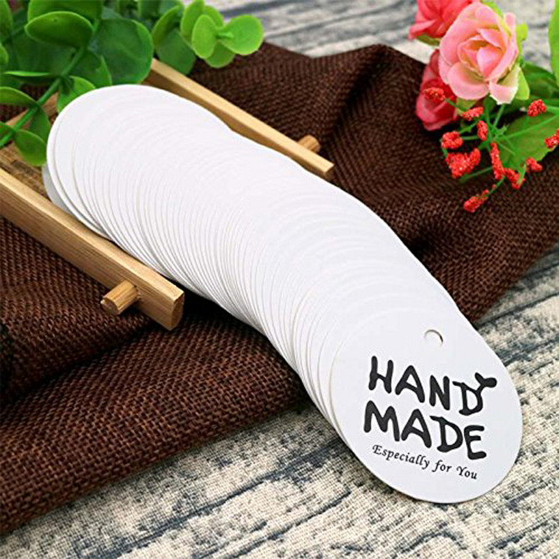 100 бр. Етикети за подаръци от крафт хартия Благодарим ви, че празнувахте с нас Етикети, ръчно изработени за декорация на сватбено тържество Опаковка Закачете хартия