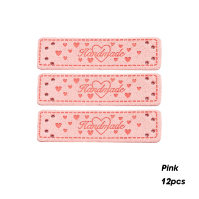 4 opțiuni realizate manual cu dragoste Etichete din piele maro pentru cadou de familie Logo inimă Etichetă de cusut din piele lucrată manual pentru etichetă de îmbrăcăminte