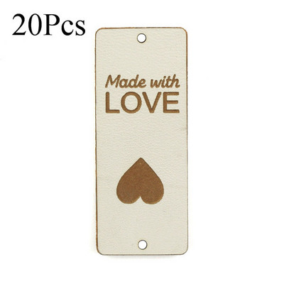 20 buc. Etichete din piele PU Fabricate cu dragoste Etichete lucrate manual pentru haine Cusut manual tricotat Etichete cadou/decorare punga 5x2CM