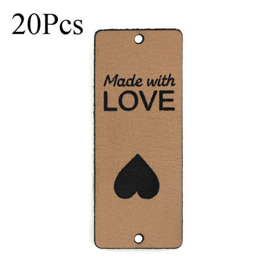 20 buc. Etichete din piele PU Fabricate cu dragoste Etichete lucrate manual pentru haine Cusut manual tricotat Etichete cadou/decorare punga 5x2CM