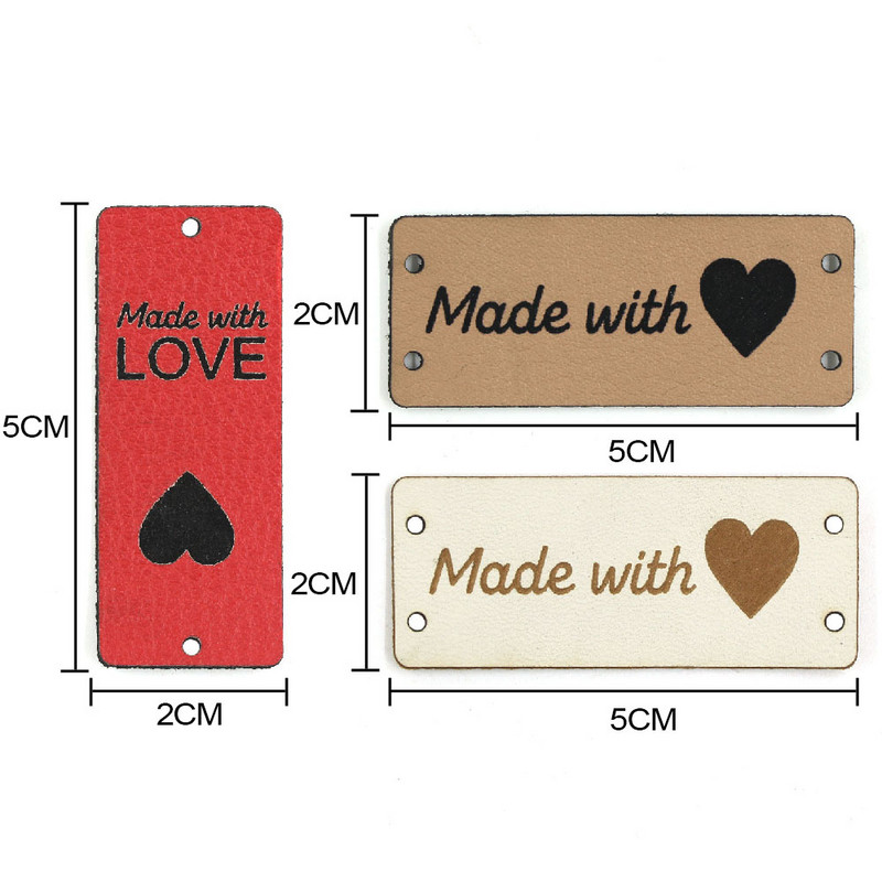 20 buc. Etichete din piele PU Fabricate cu dragoste Etichete lucrate manual pentru haine Cusut manual tricotat Etichete cadou/decorare punga 5x2CM