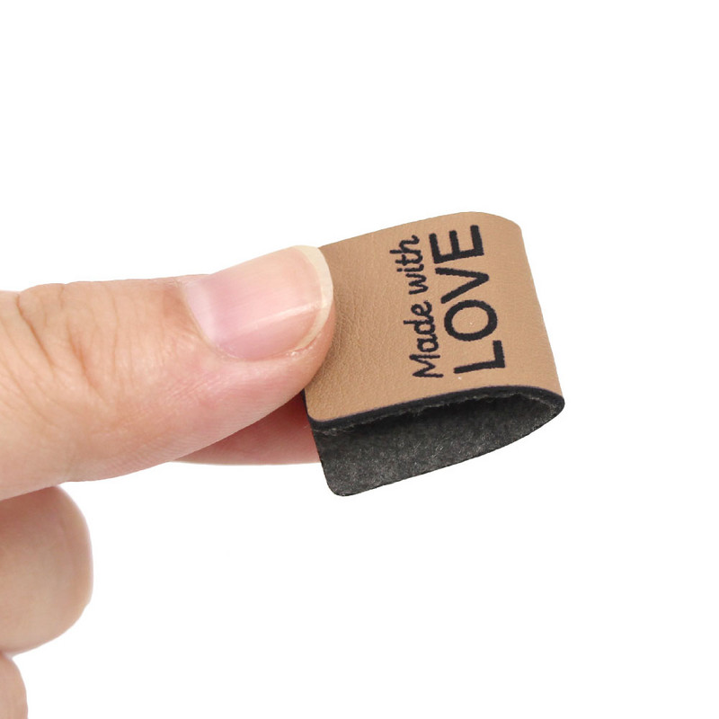 20 buc. Etichete din piele PU Fabricate cu dragoste Etichete lucrate manual pentru haine Cusut manual tricotat Etichete cadou/decorare punga 5x2CM