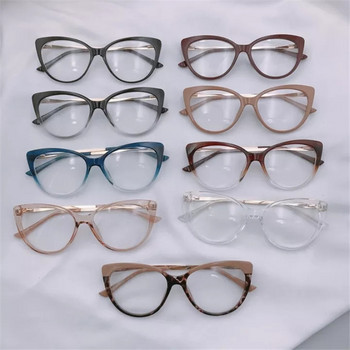 Котешки очила за четене Дамски TR90 Anti Blue Light 0 Плоски очила Ретро рамка за очила Очила за момичета Прозрачни Gafas