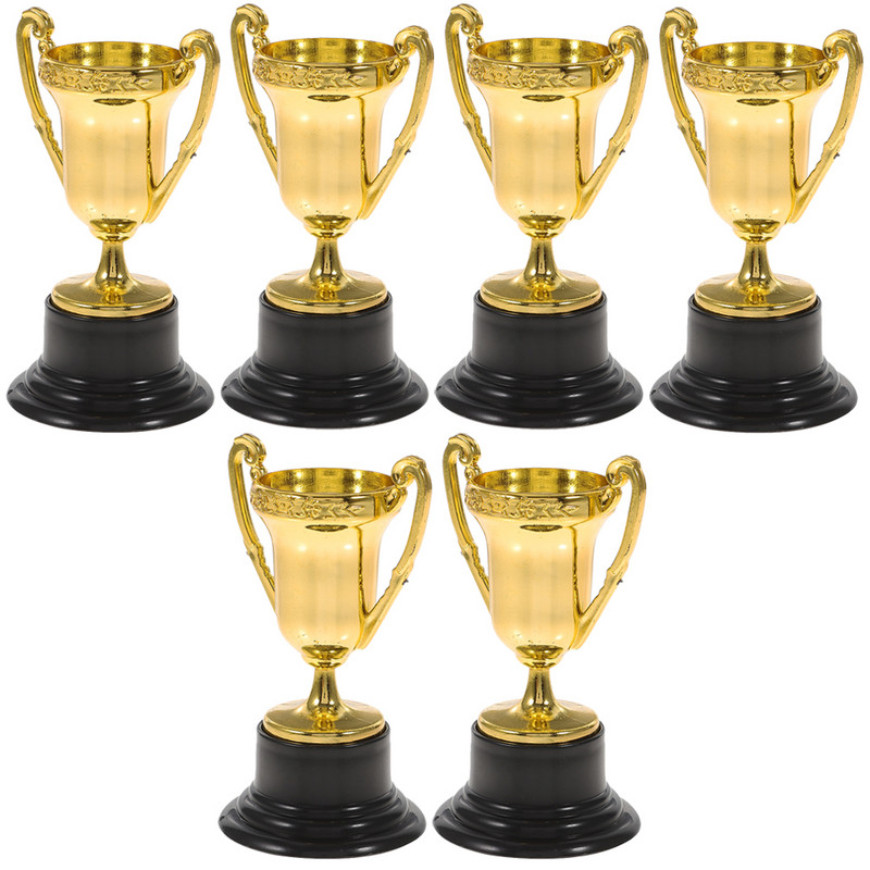 6 vnt. mažų trofėjų trofėjų mini apdovanojimų žaidimo prizų nugalėtojų apdovanojimų trofėjus vaikams dovanos