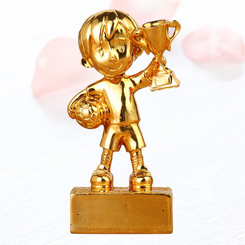 Малка футболна награда Трофей Покритие със смола Награди Награди Декорация Футболни награди Трофей с основа (златен)