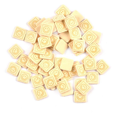 50 vnt. Mini kvadratinės šypsenos reljefinės etiketės siuvimo reikmenims „pasidaryk pats“ drabužių reikmenys, plaunami priežiūros drabužių krepšiai, kepurės Žymės c3529