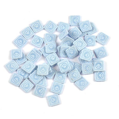 50 vnt. Mini kvadratinės šypsenos reljefinės etiketės siuvimo reikmenims „pasidaryk pats“ drabužių reikmenys, plaunami priežiūros drabužių krepšiai, kepurės Žymės c3529