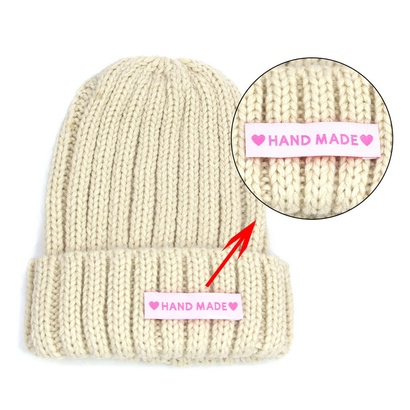 50 buc. Etichete realizate manual Etichete pentru etichete pentru îmbrăcăminte Etichetă cu inimă realizată manual Etichetă pentru cusut DIY pălărie/Accesorii pentru îmbrăcăminte cadou 60x15MM