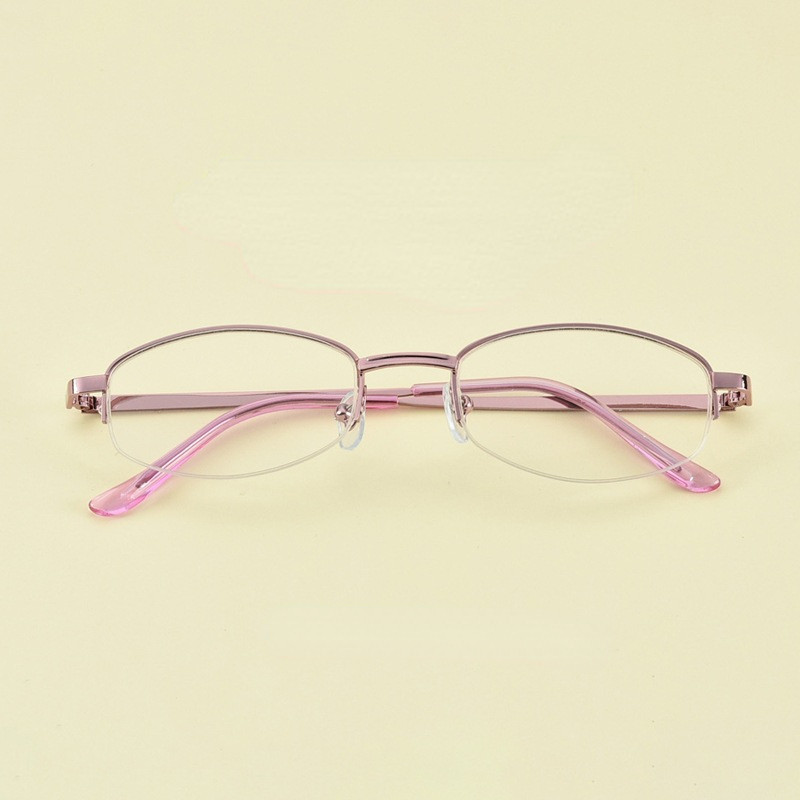 Γυναικεία ροζ μισό πλαίσιο Κομψά γυαλιά ανάγνωσης Μεταλλικά γυαλιά ανάγνωσης Mother Fashion Γυαλιά ανάγνωσης Ρητίνης Εξαιρετικά ελαφριά γυαλιά ανάγνωσης