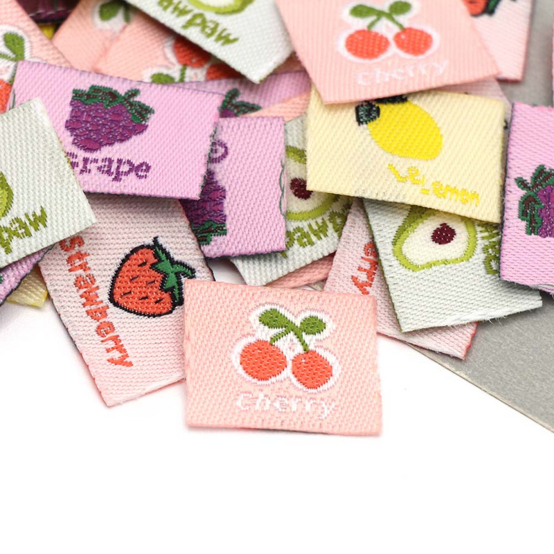 50 vnt Vaisių etiketės Rankų darbo drabužiai Žymė Vyšnių Braškių Citrinų Rankų darbo etiketė Vaikų Drabužiams Rankų darbo siuvinėjimas Mielas