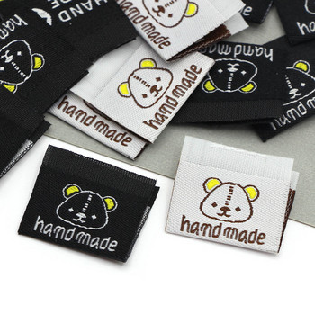 50бр. Карикатурни платнени етикети White Black Panda Ръчно изработен етикет за шапки Дрехи Ръчно изработени етикети Направи си сам шевни аксесоари 25*45MM