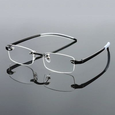 May Flower Мъже Жени Очила за четене без рамки Бизнес очила без рамки с прозрачни лещи Пресбиопия Ултралеки очила +1,0 +3,0