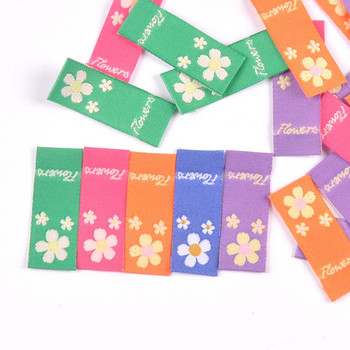 50 бр. Многоцветни платнени етикети с бродерия на цветя за деца Шапка Плетени аксесоари за шиене Етикети за чанти за дрехи Направи си сам Консумативи за занаяти