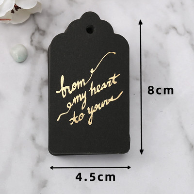 50db köszönőcímke Fekete fehér papír kártyacímkék karácsonyi esküvői dekorációhoz üzleti cukorka süti csomagolás ajándék kézműves