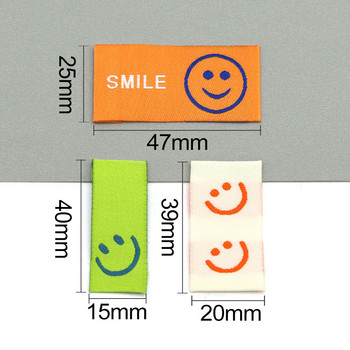 50 τμχ Ετικέτα Smiling Face Clothes Handmade Tags for Clothing Embroidery Cotton Smiley Hand Made Label For Baby Hats Τσάντες 20*39mm