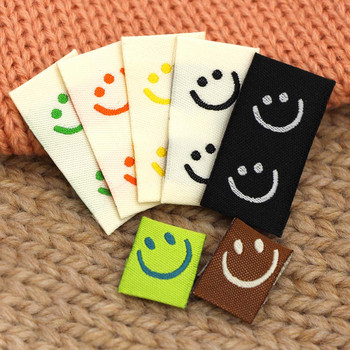 50 τμχ Ετικέτα Smiling Face Clothes Handmade Tags for Clothing Embroidery Cotton Smiley Hand Made Label For Baby Hats Τσάντες 20*39mm