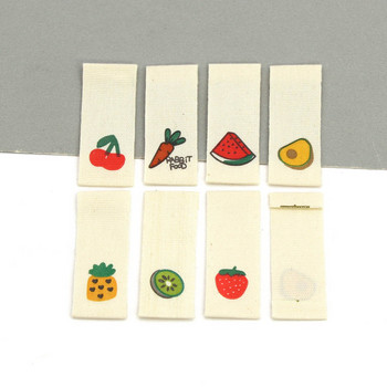 50 τμχ Ετικέτες υφασμάτινων φρούτων Ετικέτες για χειροποίητη βαμβακερή χειροποίητη ετικέτα για παιδιά Μπεζ ύφανση Ετικέτα ραπτικής χειροτεχνίας Αξεσουάρ ενδυμάτων