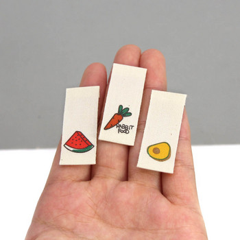 50 τμχ Ετικέτες υφασμάτινων φρούτων Ετικέτες για χειροποίητη βαμβακερή χειροποίητη ετικέτα για παιδιά Μπεζ ύφανση Ετικέτα ραπτικής χειροτεχνίας Αξεσουάρ ενδυμάτων
