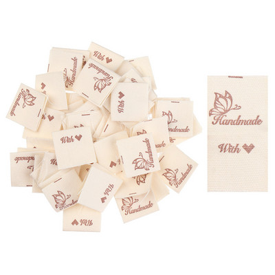 50 tk Käsitsi valmistatud armastuse riidest rõivasildid südamekujulised rõivasildid koomiksimustriga lambakäärid, meisterdage õmblustarvikud
