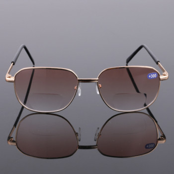 Квадратни очила за четене Мъжки класически златни черни рамки Очила за пресбиопия Чаена смола Len Anti Fatigue Farsighted Eyewear +100 ~ +400