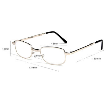 Преносими сгъваеми очила за четене с овална метална рамка, лупи с пресбиопия, очила с калъф