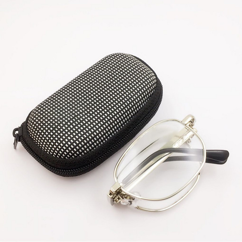 Φορητά αναδιπλούμενα γυαλιά ανάγνωσης Οβάλ μεταλλικό πλαίσιο Πρεσβυωπικά μεγεθυντικά γυαλιά γυαλιά με θήκη