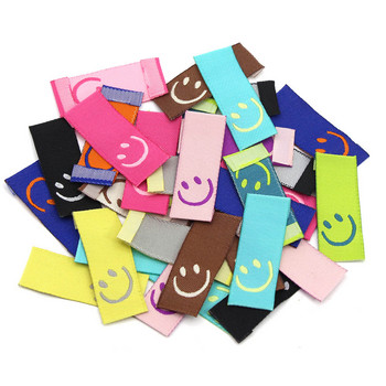 50Pcs Smile Ръчно изработени етикети Етикети за дрехи Ръчно изработени етикети Етикети за деца Шапки Палто Направи си сам Carfts Аксесоари за шиене 15*39MM