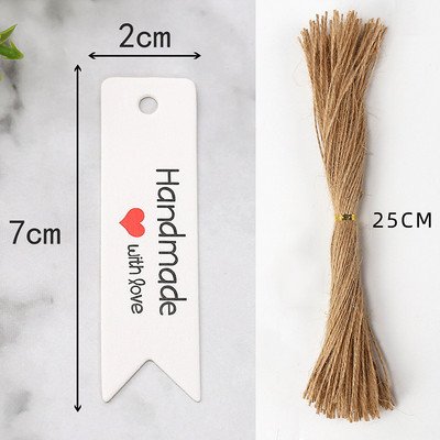 100 vnt. rankų darbo su meile kraftpopieriaus etiketės Drabužių batų krepšiai pakabinami padėkos atvirukai Produkto kainų etiketės iš vienos pusės spausdintos