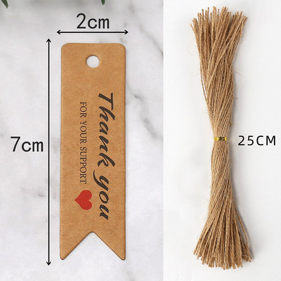 100 vnt. rankų darbo su meile kraftpopieriaus etiketės Drabužių batų krepšiai pakabinami padėkos atvirukai Produkto kainų etiketės iš vienos pusės spausdintos