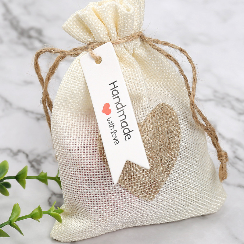 100 vnt. rankų darbo su meile kraftpopieriaus etiketės Drabužių batų krepšiai pakabinami padėkos atvirukai Produkto kainų etiketės iš vienos pusės spausdintos
