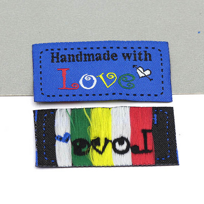 50τμχ Υφασμάτινες Ετικέτες Ετικέτες Χειροποίητα με Αγάπη Μαύρη Καρδιά Αξεσουάρ Ρούχων Χειροποίητες Ετικέτες Ράψτε Ετικέτα Είδη πλεξίματος 50x25mm