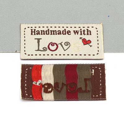 50τμχ Υφασμάτινες Ετικέτες Ετικέτες Χειροποίητα με Αγάπη Μαύρη Καρδιά Αξεσουάρ Ρούχων Χειροποίητες Ετικέτες Ράψτε Ετικέτα Είδη πλεξίματος 50x25mm