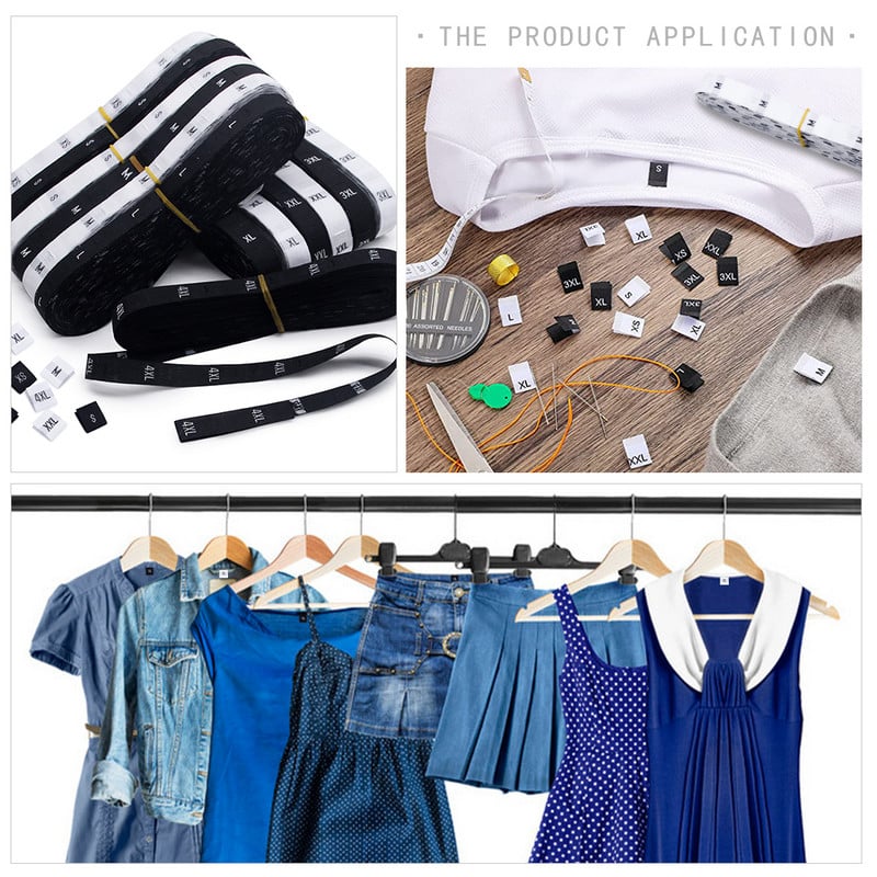 100PCS Etiketa veličine za odrasle Tkane zanatske vrpce Oznaka Šivanje odjeće Šivanje odjeće Materijal tkanine za odjeću Vez